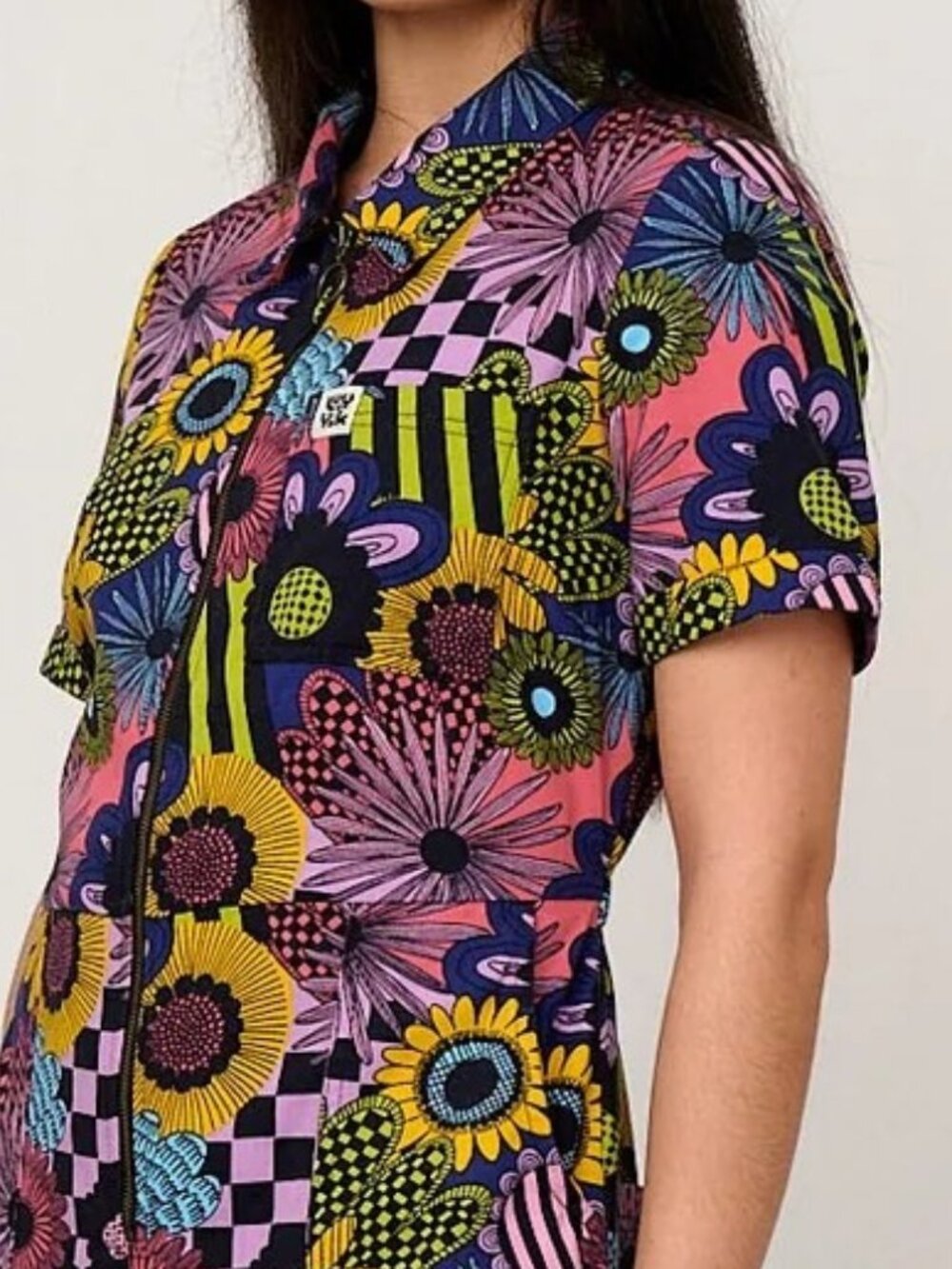 Lucy & Yak L.E. Ragan Jumpsuit Dreams Over Reality Print UK 8 / US 4, Petite - Picture 4 of 7